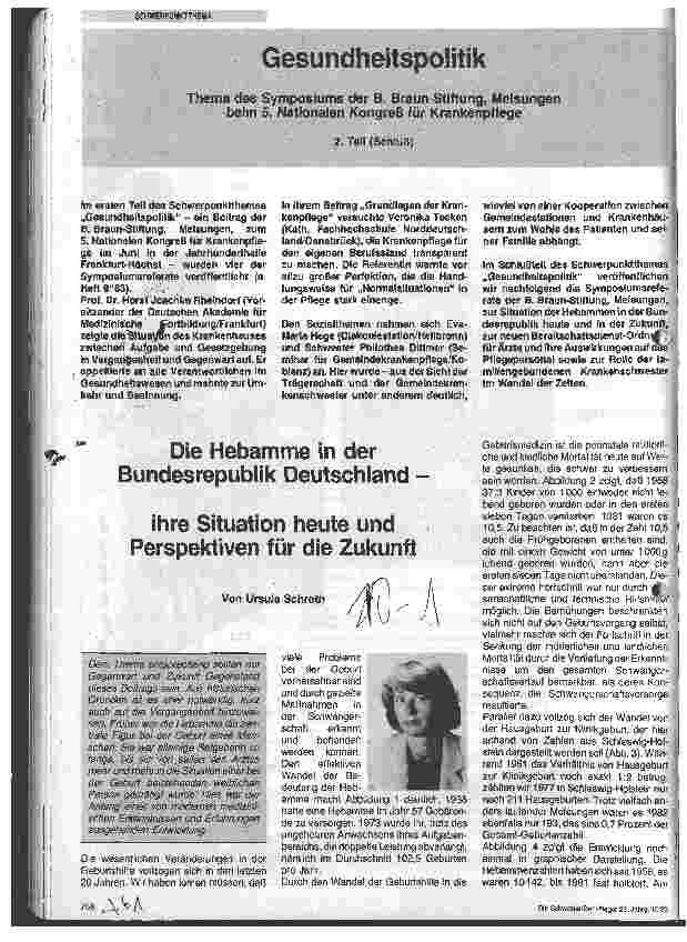 Vorschauseite 1: Die Hebamme in der Bundesrepublik Deutschland - ihre Situation heute und Perspektiven für die Zukunft