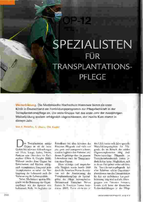 Vorschauseite 1: TRANSPLANTATIONSPFLEGE