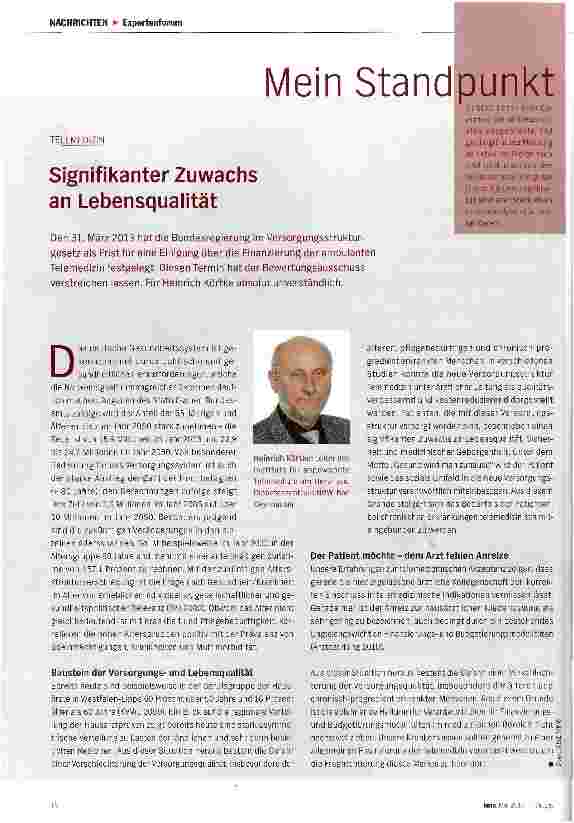 Vorschauseite 1: Signifikanter Zuwachs an Lebensqualität