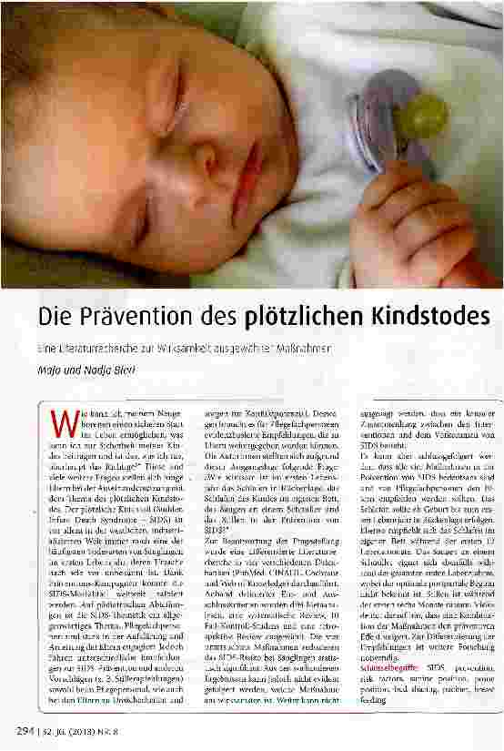 Vorschauseite 1: Die Prävention des plötzlichen Kindstodes