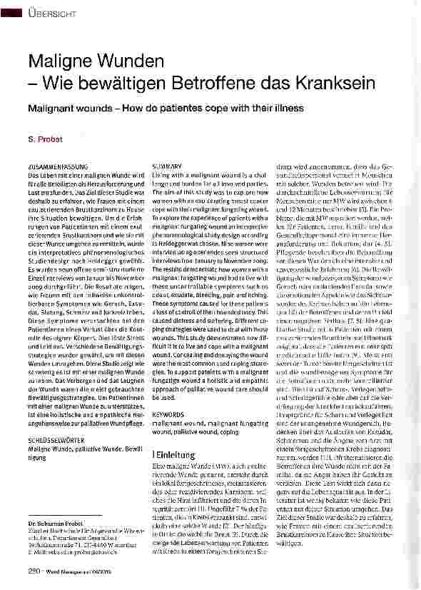 Vorschauseite 1: Maligne Wunden - Wie bewältigen Betroffene das Kranksein