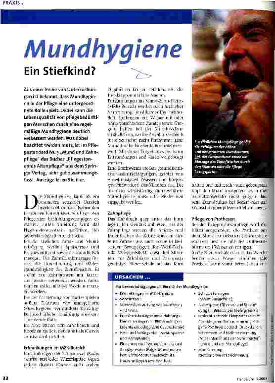 Vorschauseite 1: Mundhygiene Ein Stiefkind?