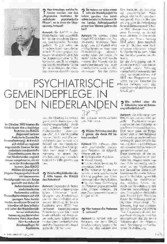 Vorschauseite 1: Psychiatrische Gemeindepflege in den Niederlanden Interview mit Henk Arendsen