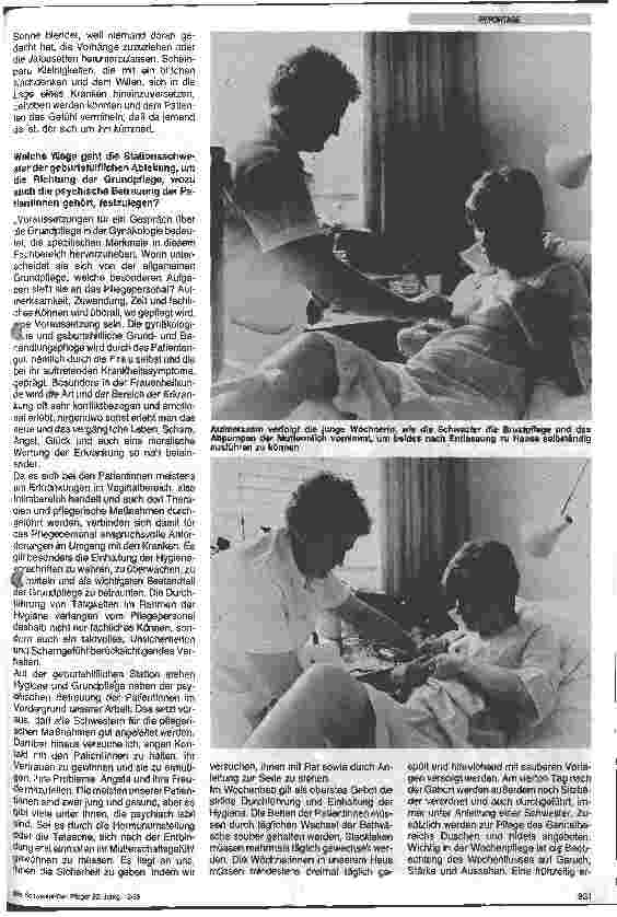 Vorschauseite 2: Die Grundpflege muß wieder aufgewertet werden // Bericht nach einem Besuch in der gyn.-geburtsh. Klinik der Städt. Kliniken Kassel