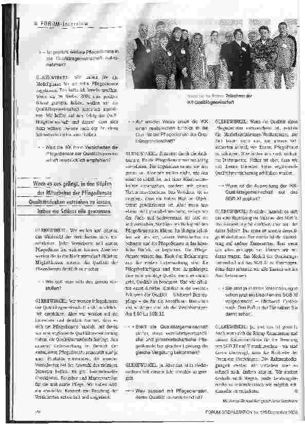 Vorschauseite 3: Helmut Glenewinkel zur Qualitätsgemeinschaft von Krankenkassen und Pflegediensten in Niedersachsen