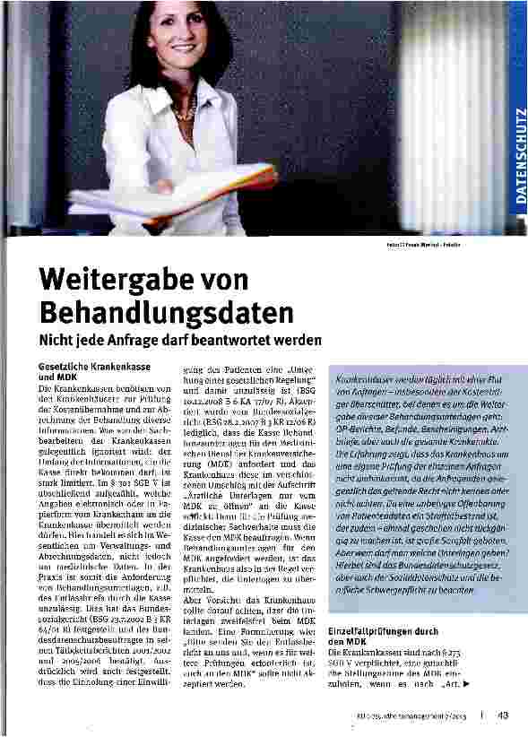 Vorschauseite 1: Weitergabe von Behandlungsdaten