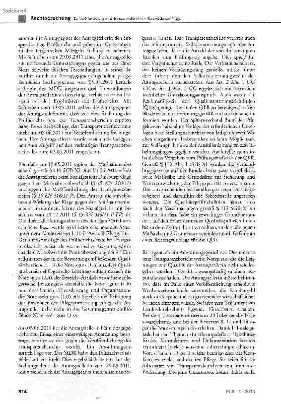Vorschauseite 2: Zur Veröffentlichung eines Transparenzberichts in der ambulanten Pflege