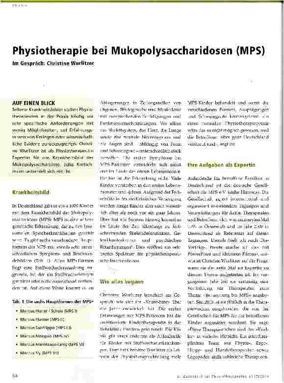 Vorschauseite 1: Physiotherapie bei Mukopolysaccharidosen (MPS)