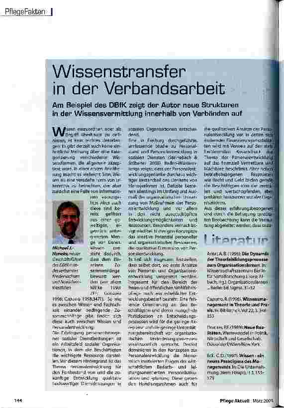 Vorschauseite 1: Wissenstransfer in der Verbandsarbeit