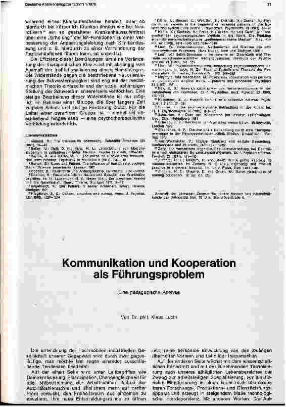 Vorschauseite 1: Kommunikation und Kooperation als Führungsproblem