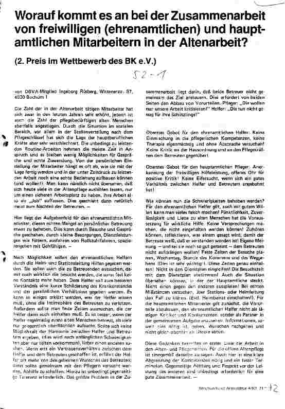 Vorschauseite 1: Worauf kommt es an bei der Zusammenarbeit von freiwilligen (ehrenamtlichen) und hauptamtlichen Mitarbeitern in der Altenarbeit?