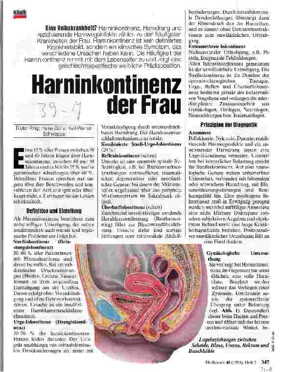 Vorschauseite 1: Harninkontinenz der Frau Eine Volkskrankheit?