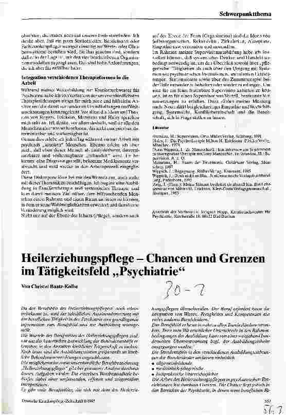 Vorschauseite 1: Heilerziehungspflege - Chancen und Grenzen im Tätigkeitsfeld Psychiatrie