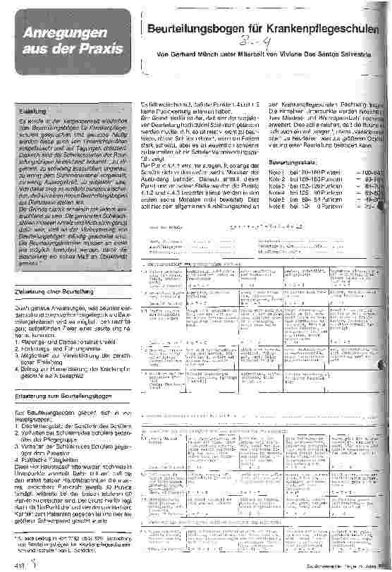Vorschauseite 1: Beurteilungsbogen für Krankenpflegeschulen