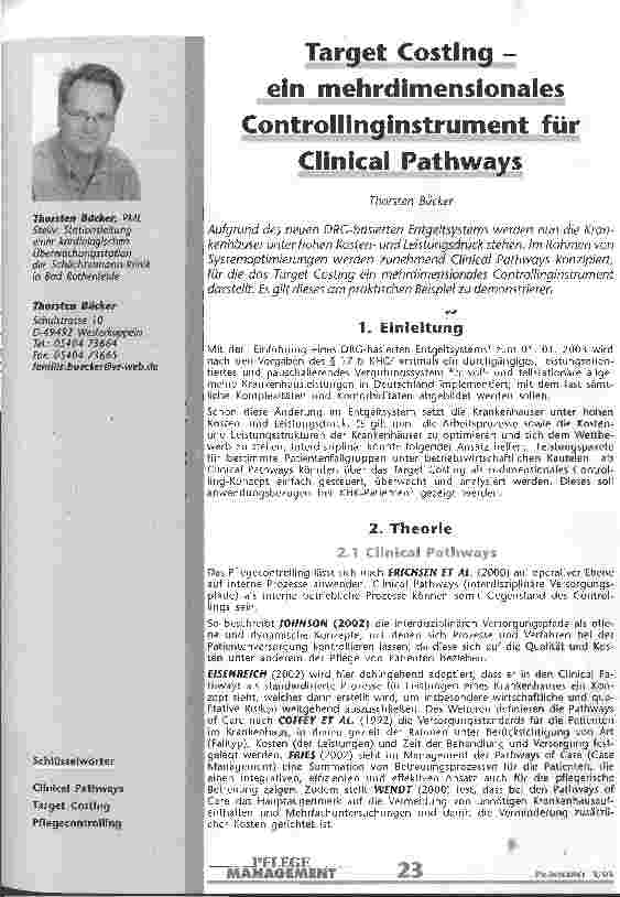 Vorschauseite 1: Target Costing - ein mehrdimensionales Controllinginstrument für Clinical Pathways