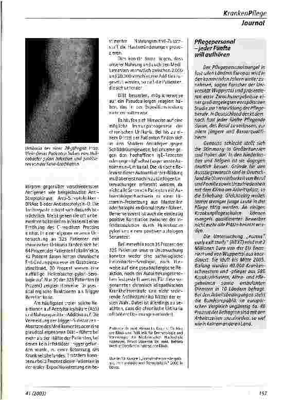 Vorschauseite 2: Chronische Urtikaria in hohem Prozentsatz der Fälle heilbar 19. Kongreß Fortschritte der Allergologie, Immunologie und Dermatologie 2003
