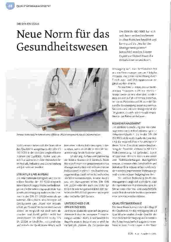 Vorschauseite 1: Neue Norm für das Gesundheitswesen