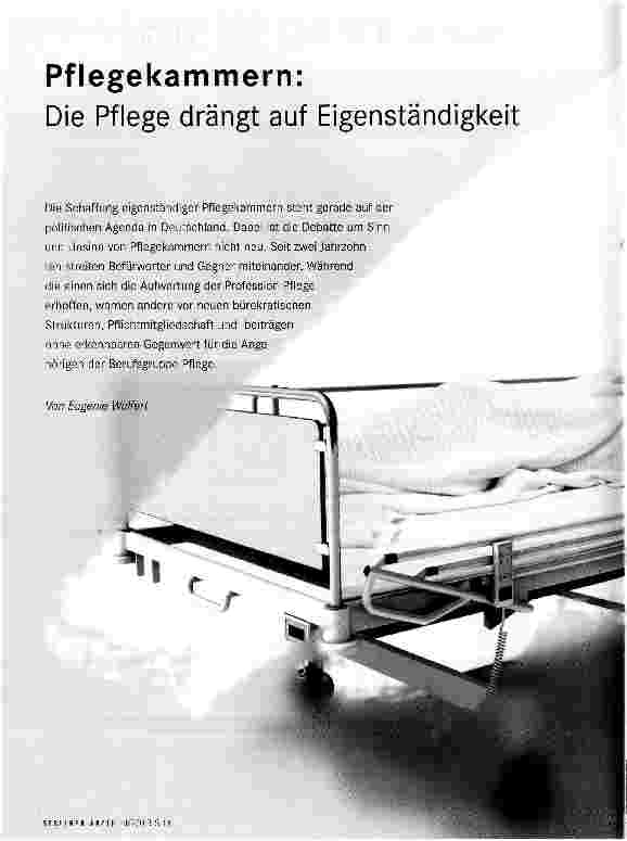 Vorschauseite 1: Pflegekammern: Die Pflege drängt auf Eigenständigkeit