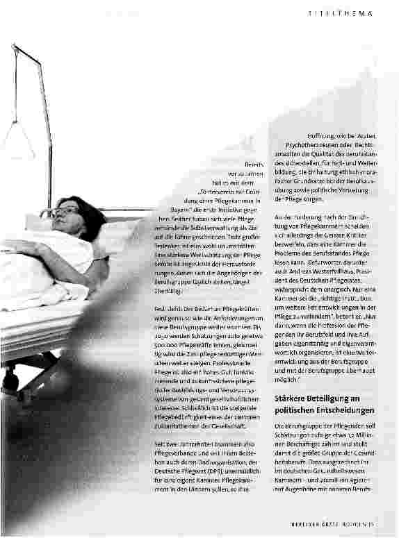 Vorschauseite 2: Pflegekammern: Die Pflege drängt auf Eigenständigkeit