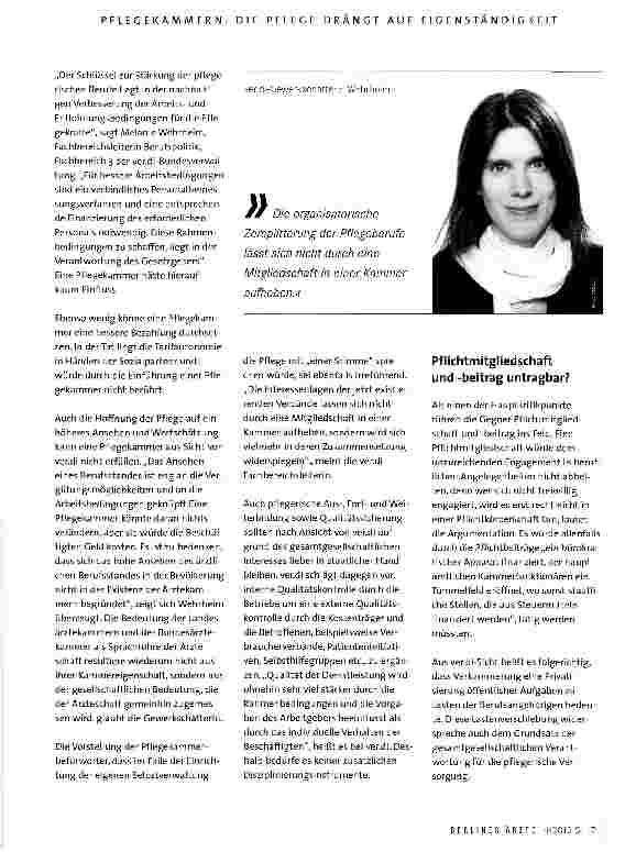 Vorschauseite 4: Pflegekammern: Die Pflege drängt auf Eigenständigkeit