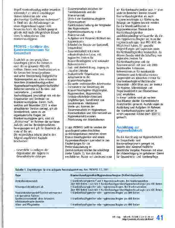 Vorschauseite 3: Krankenhaushygieniker bzw. Hygienebeauftragter und Hygienefachkraft in Österreich