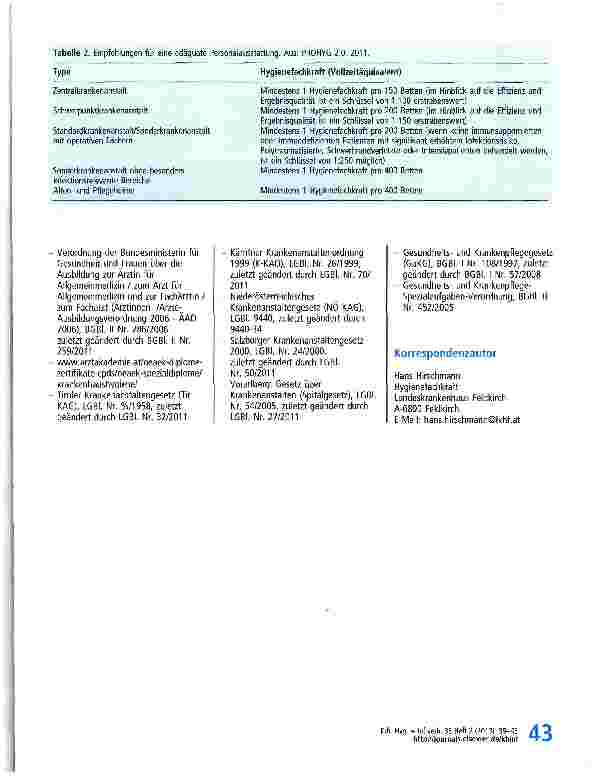 Vorschauseite 5: Krankenhaushygieniker bzw. Hygienebeauftragter und Hygienefachkraft in Österreich