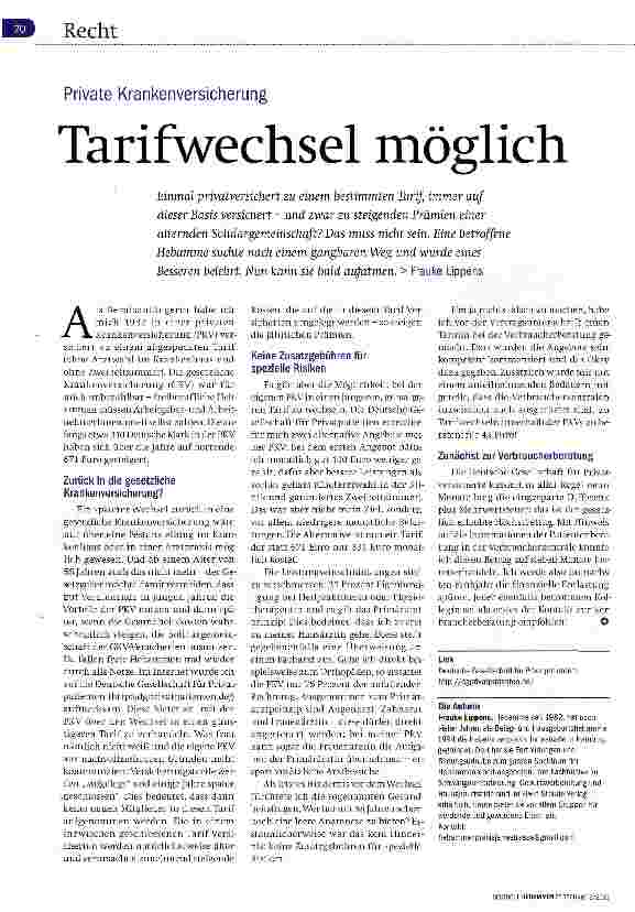 Vorschauseite 1: Tarifwechsel möglich