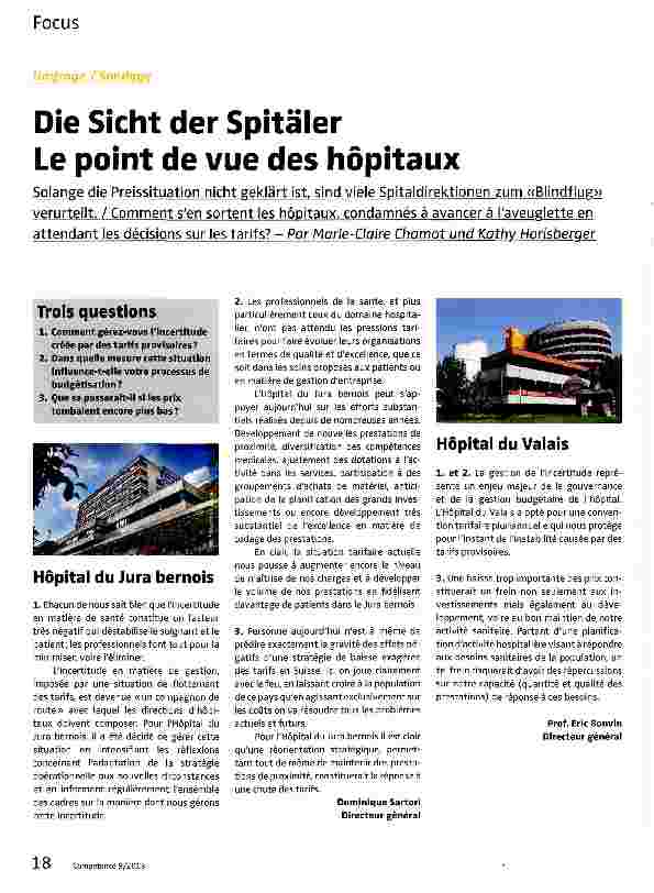 Vorschauseite 1: Die Sicht der Spitäler Le point de vue des höpitaux