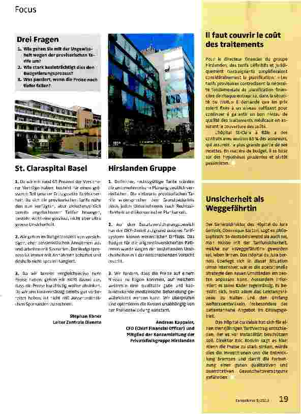 Vorschauseite 2: Die Sicht der Spitäler Le point de vue des höpitaux