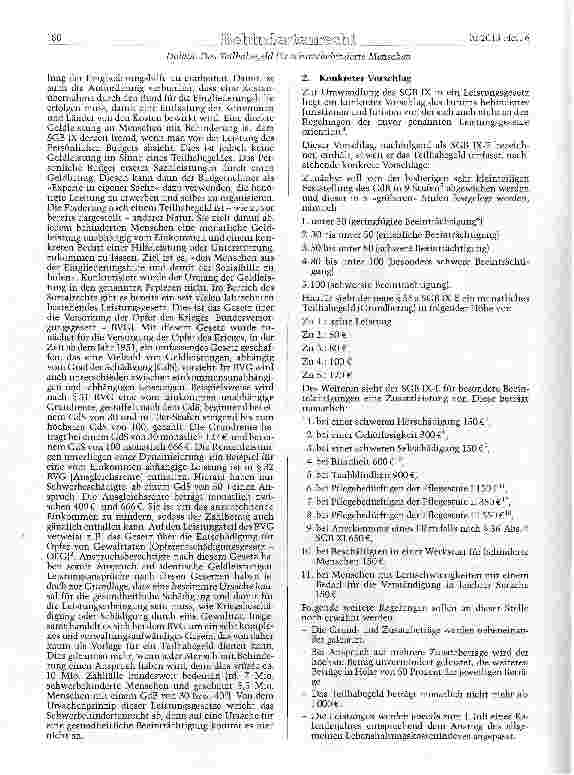 Vorschauseite 2: Das Teilhabeeeld für schwerbehinderte Menschen. Umwandlung des SGBIX in ein Leistungsgesetz