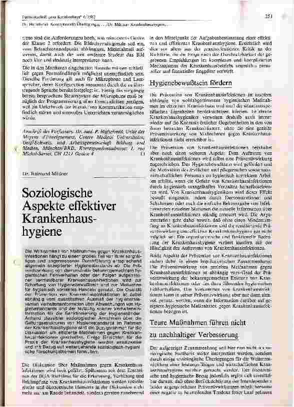 Vorschauseite 1: Soziologische Aspekte effektiver Krankenhaushygiene