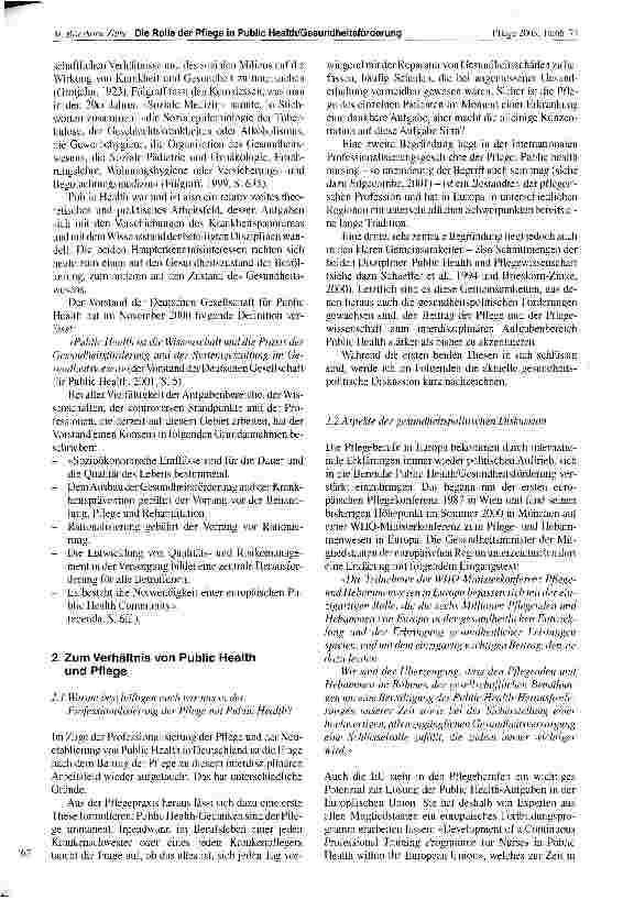 Vorschauseite 2: Die Rolle der Pflege in Public Health/Gesundheitsförderung - Versuch einer Systematisierung