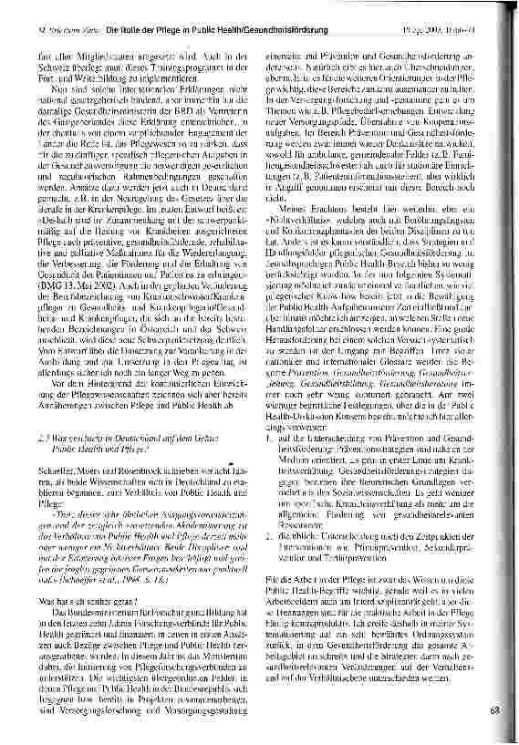 Vorschauseite 3: Die Rolle der Pflege in Public Health/Gesundheitsförderung - Versuch einer Systematisierung