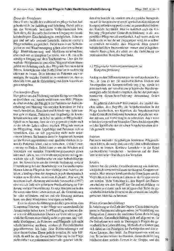 Vorschauseite 5: Die Rolle der Pflege in Public Health/Gesundheitsförderung - Versuch einer Systematisierung