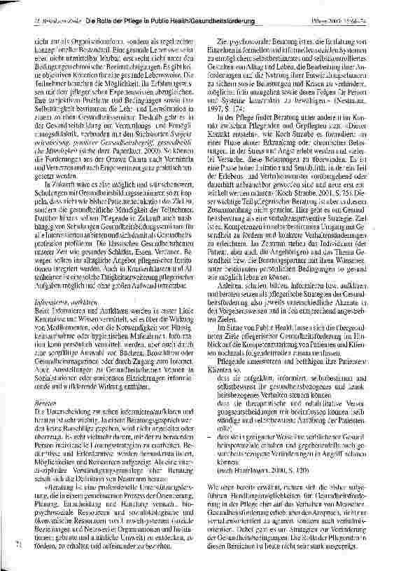 Vorschauseite 6: Die Rolle der Pflege in Public Health/Gesundheitsförderung - Versuch einer Systematisierung