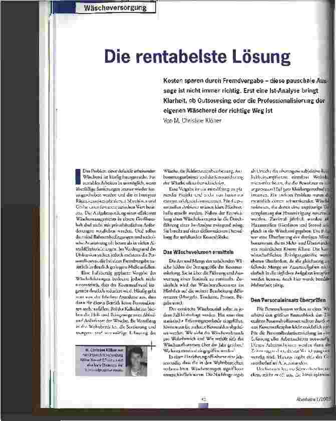 Vorschauseite 1: Die rentabelste Lösung