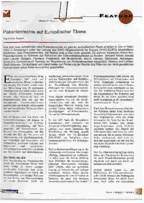 Vorschauseite 1: Patientenrechte auf Europäischer Ebene