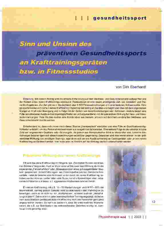 Vorschauseite 1: Sinn und Unsinn des präventiven Gesundheitssport