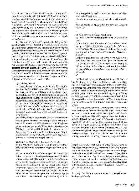 Vorschauseite 2: Umkleidezeit als Arbeitszeit