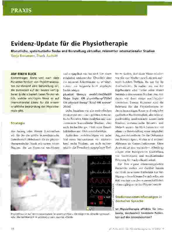 Vorschauseite 1: Evidenz-Update für die Physiotherapie