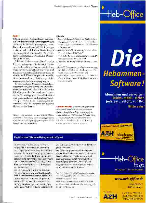 Vorschauseite 4: Der Hebammenkreißsaal als Marketingkonzept