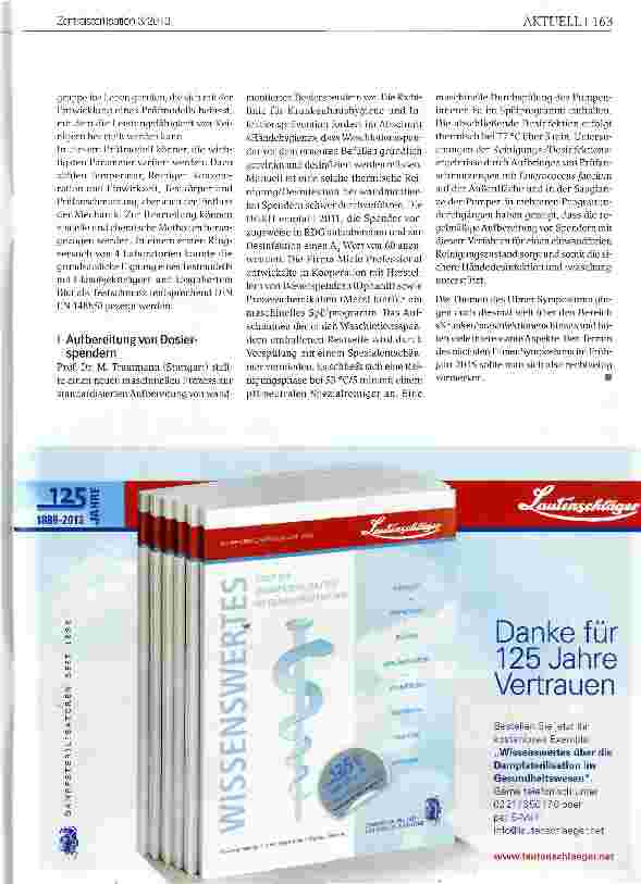 Vorschauseite 4: Thema Medizinprodukte-Aufbereitung beim 10. Ulmer Symposium Krankenhausinfektionen