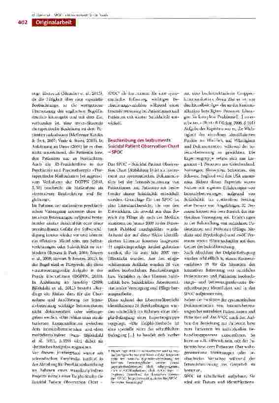 Vorschauseite 2: Deutsche Übersetzung des Suicidal Patient Observa tion Charts (SPOC) - ein Instrument für die Praxis
