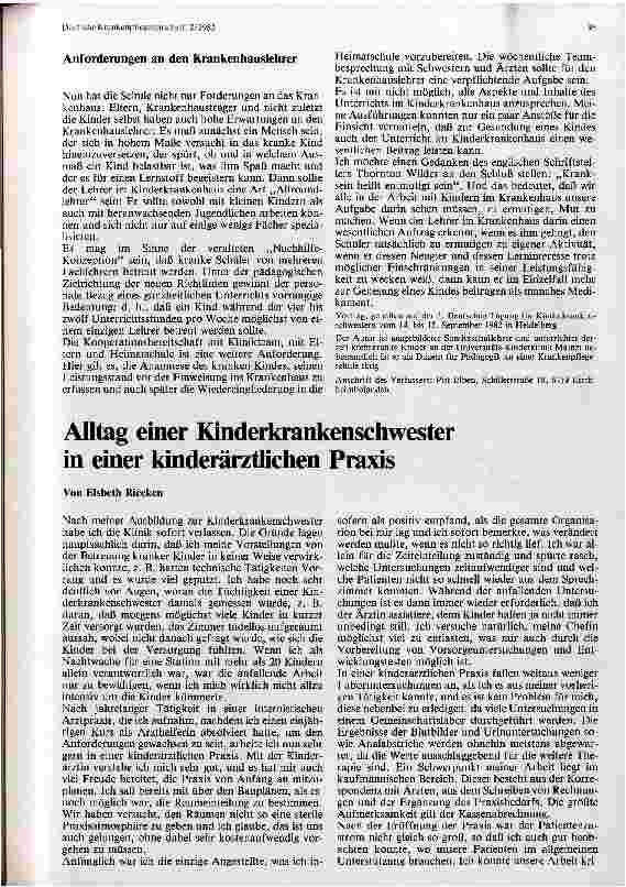 Vorschauseite 1: Alltag einer Kinderkrankenschwester in einer kinderärztlichen Praxis