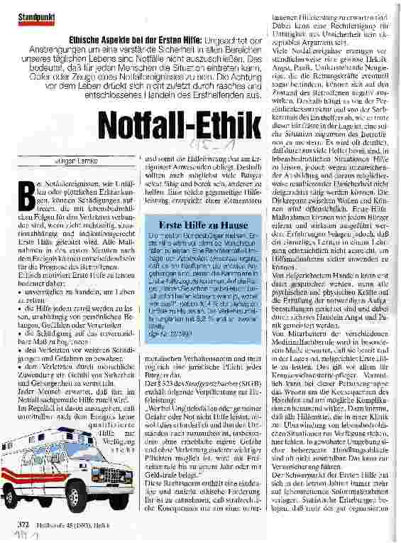 Vorschauseite 1: Notfall-Ethik Ethische Aspekte bei der Ersten Hilfe (EH)