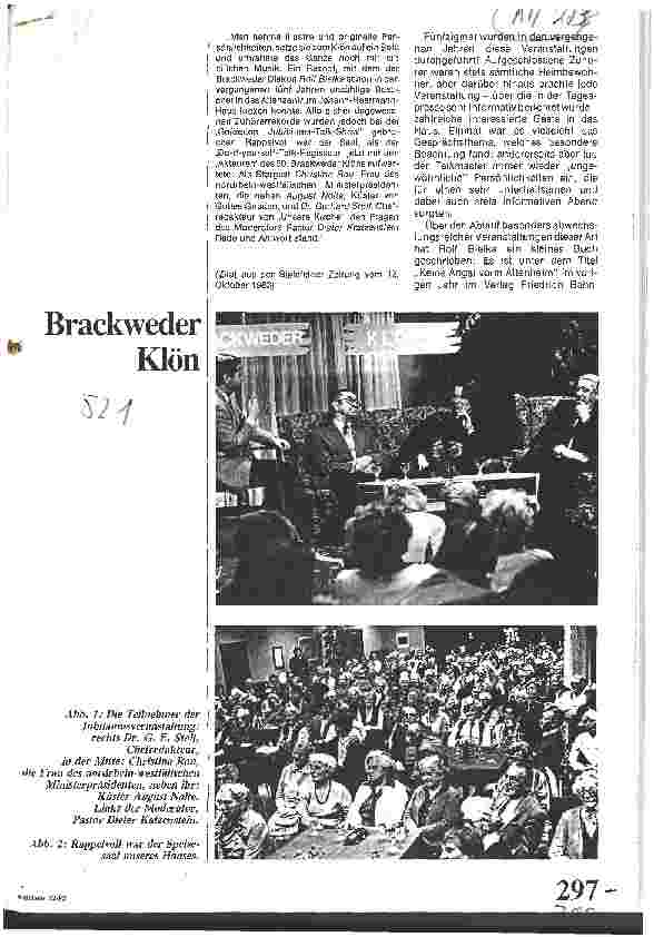 Vorschauseite 1: Brackweder Klön Bericht über eine Jubiläumsveranstaltung