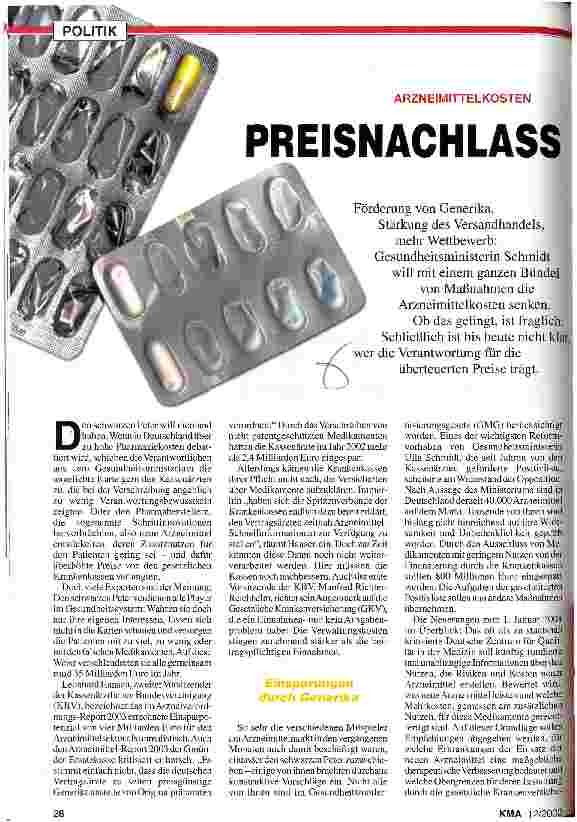 Vorschauseite 1: Arzneimittelkosten: Preisnachlass