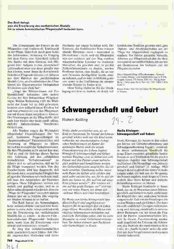 Vorschauseite 1: Schwangerschaft und Geburt Buchbesprechungen