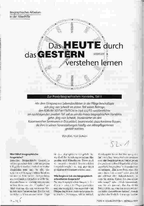 Vorschauseite 1: Das Heute durch das Gestern verstehen lernen Zur Praxis biographischen Handelns Teil 2
