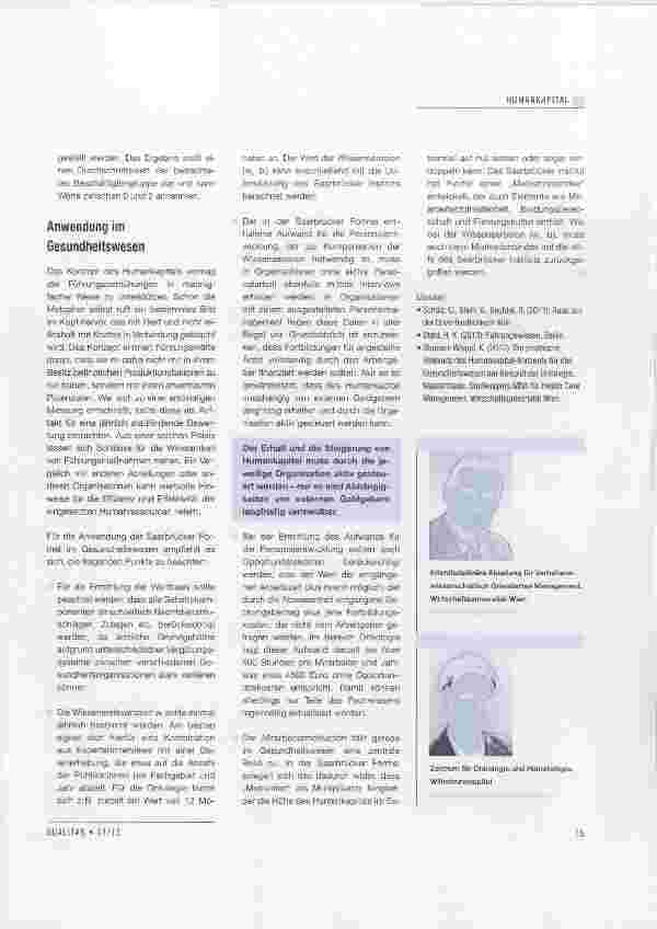 Vorschauseite 4: Zur Messung des Humankapitals im Gesundheitswesen